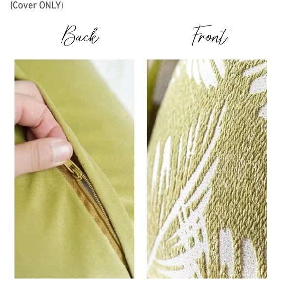 Green Leaf Pattern Lumbar Pillow Covers 2 Piece Set - Picture 5 of 5